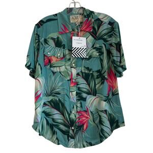 NWT Sandrine Rose Tropical Print Button-Down Shirt, Women’s XS